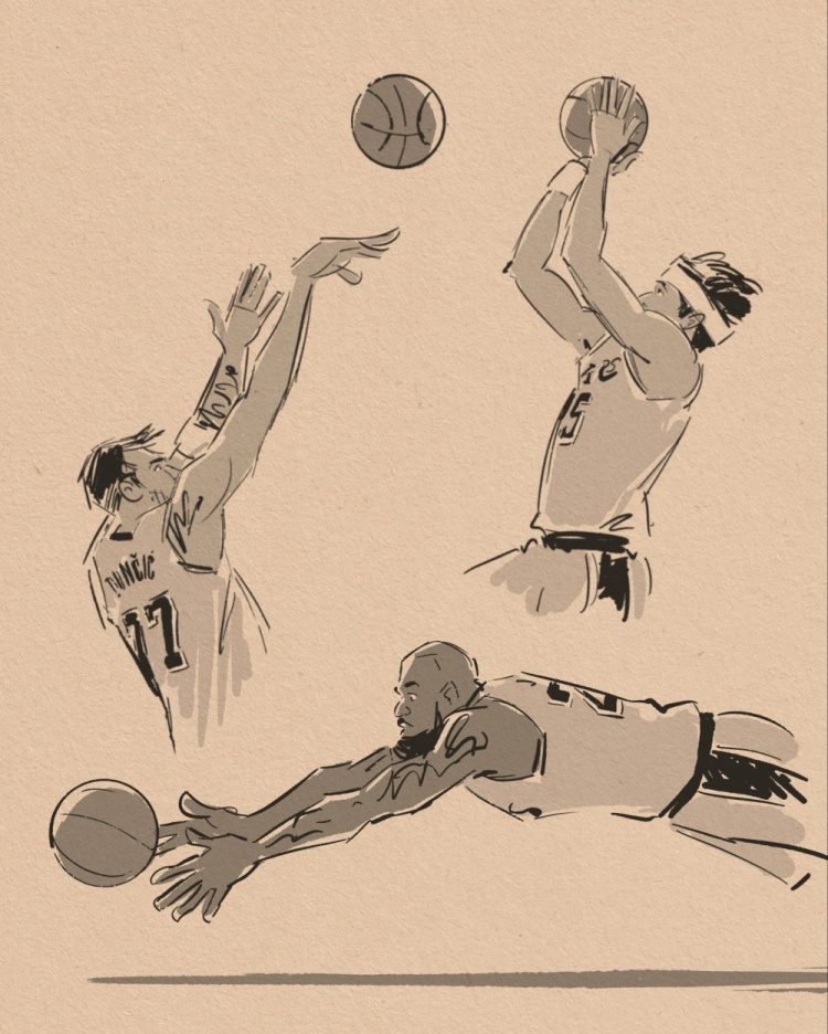 开云体育-壁纸请收藏！美漫画家晒作品 老詹鱼跃&amp;小里1+2&amp;东契奇绝平全都有